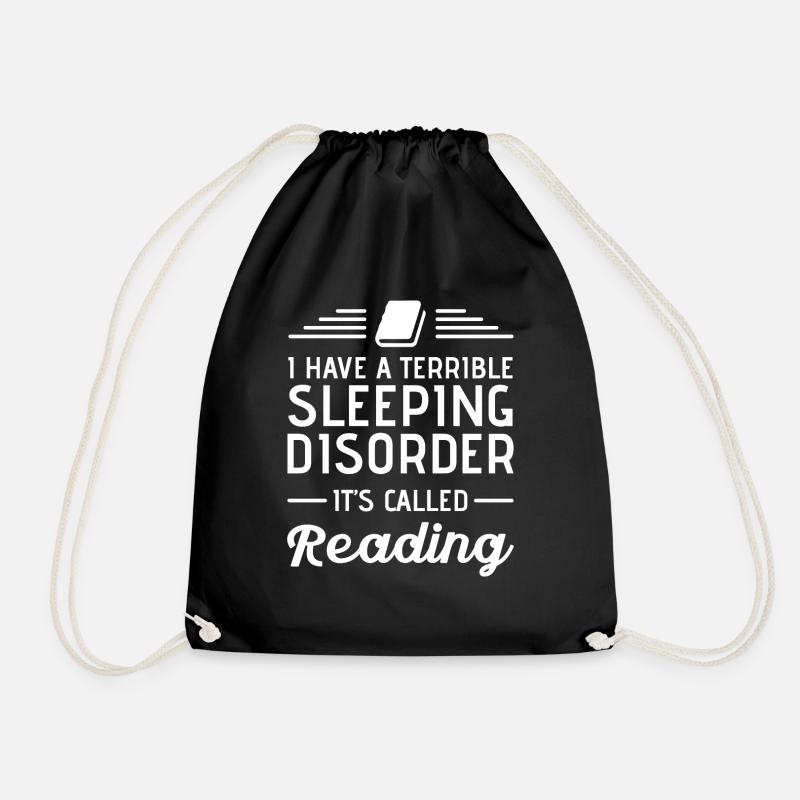 Reading Book Reading Bookworm Book - Drawstring Bag - black