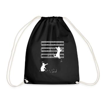 Katze Musik - Turnbeutel - Schwarz - Vorne