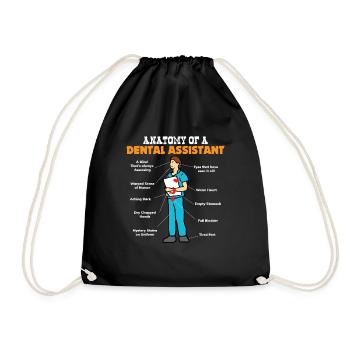 Anatomy of a dental assistant - Dentist sayings - Drawstring Bag - black - Front