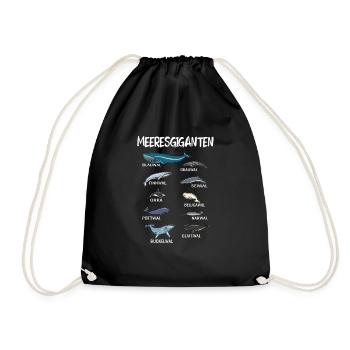 Whales species of sea giants - Drawstring Bag - black - Front