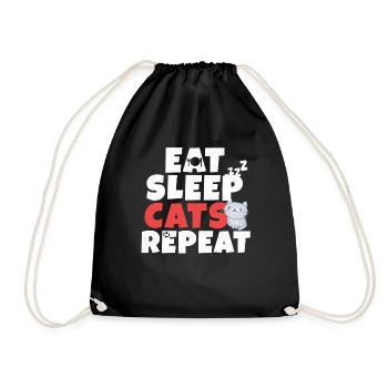 Eat Sleep Cat Animal Pet Sweet Gift - Drawstring Bag - black - Front