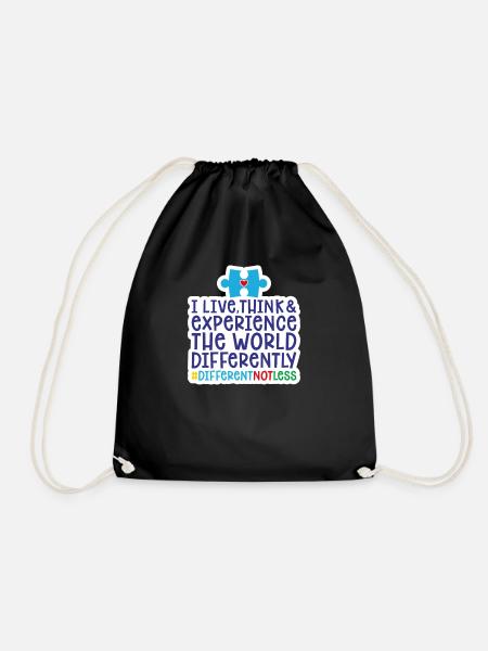 Autism puzzle - Drawstring Bag - black