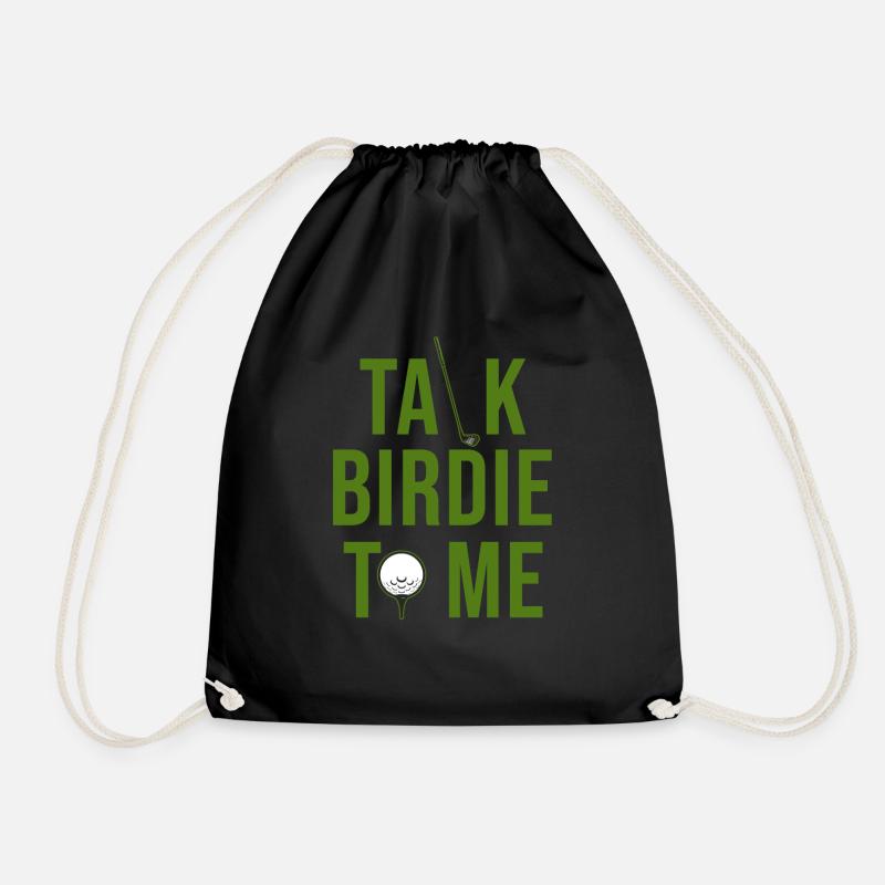 Golf Spruch "Talk birdie time" - Turnbeutel - Schwarz