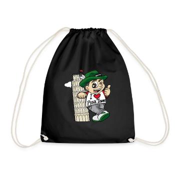 I LOVE PISA TOWER Italy Italian Tourist - Drawstring Bag - black - Front
