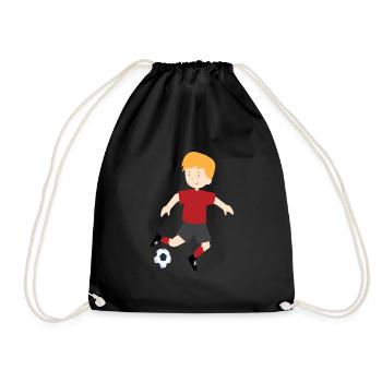 Junge spielt Fussball Kind und ball 03 545 - Turnbeutel - Schwarz - Vorne