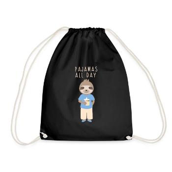 Pajamas all day. Sloth sleeper pajamas - Drawstring Bag - black - Front