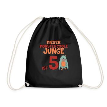 Junge 5 Jahre Geburtstag Geschenk monster cool - Turnbeutel - Schwarz - Vorne