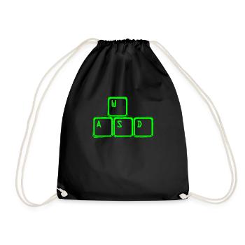 WASD Nerd Gamer Keyboard Shirt - Drawstring Bag - black - Front
