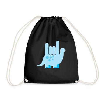 Gebärdensprache Dinosaurier - Ich Liebe Dich - Turnbeutel - Schwarz - Vorne