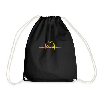 Herz Herzlinie Liebe Geschenk - Turnbeutel - Schwarz - Vorne
