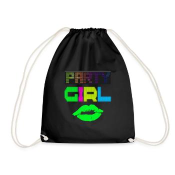 Party Girl Neon Rave Disco Dance Glow Gift - Drawstring Bag - black - Front