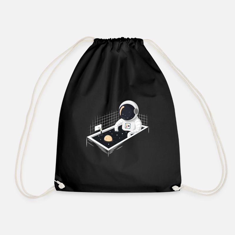 Astronaut in bathtub - Drawstring Bag - black