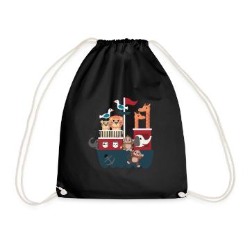 Noah's Ark with animals - Drawstring Bag - black - Front