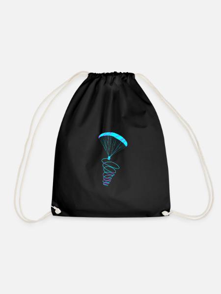 Paragliding paragliding parachute gift - Drawstring Bag - black