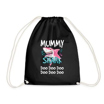Mum Shark T-Shirt for Mother's Day Gift - Drawstring Bag - black - Front
