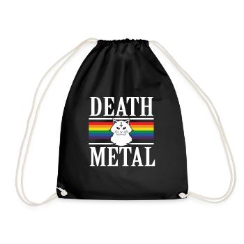 Death Metal Satan Cat Rainbow Rock Gothic - Drawstring Bag - black - Front