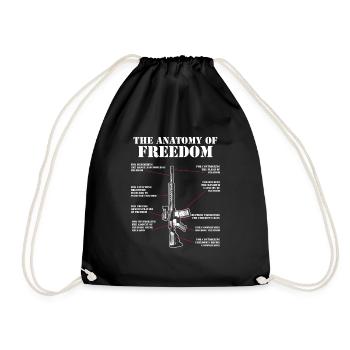 Anatomy of Freedom M4 AR15 Assault Rifle Gun Flag - Drawstring Bag - black - Front