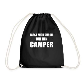 Camping Campen Gehen Camper Spruch Geschenk - Turnbeutel - Schwarz - Vorne