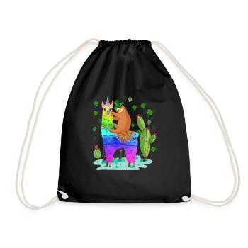 Sloth Riding Llama St - Turnbeutel - Schwarz - Vorne