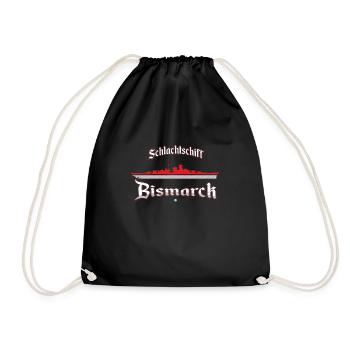 Battleship Bismarck ship navy gift - Drawstring Bag - black - Front