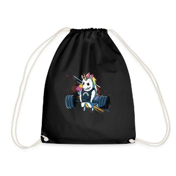 Unicorn Weightlifting T-Shirt Fitness Gymnastics Lift - Drawstring Bag - black - Front