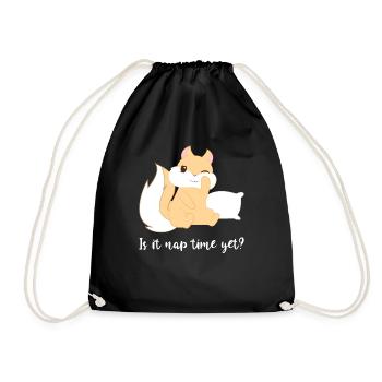 Squirrel - croissants - sleeping - afternoon nap - Drawstring Bag - black - Front