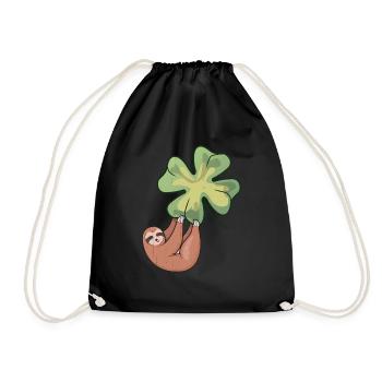 Drôle de paresse suspendu à une chemise de trèfle à quatre feuilles - Sac de sport léger - noir - Devant