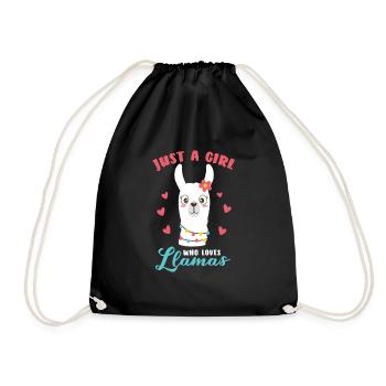 Just a Girl Who Loves Llamas Animal Gift Idea - Drawstring Bag - black - Front