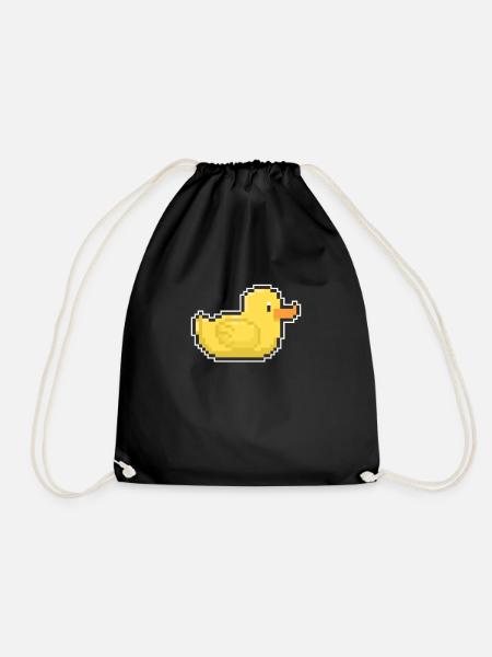 Ente Gamer Pixel Geschenk Shirt - Turnbeutel - Schwarz