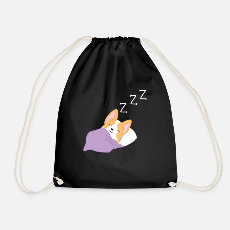 Corgi - Corgi T-Shirt - Schlafen - Morgenmuffel - Turnbeutel - Schwarz