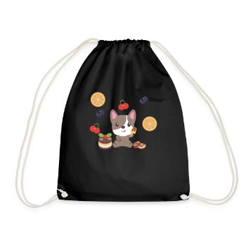 French Bulldog - Frenchi - Bully - Food - Drawstring Bag - black - Front