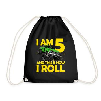 5th Birthday Gift 5 Years Monster Truck - Drawstring Bag - black - Front