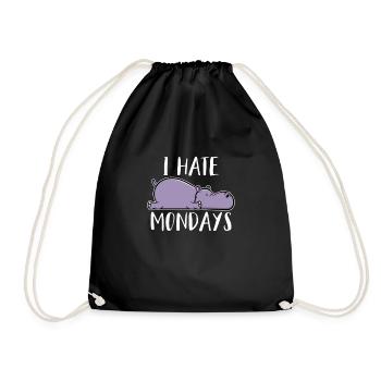 Ich Hasse Montage Büro Nilpferd I Hate Mondays - Turnbeutel - Schwarz - Vorne