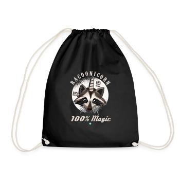 Magic Racoonicorn Tees Sparkly hybrid animal - Drawstring Bag - black - Front
