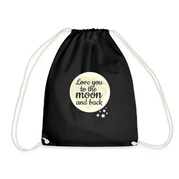 Love You To The Moon and Back - Drawstring Bag - black - Front