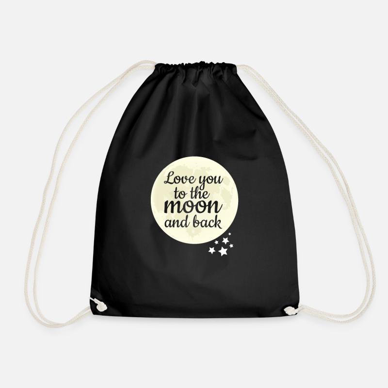 Love You To The Moon and Back - Drawstring Bag - black