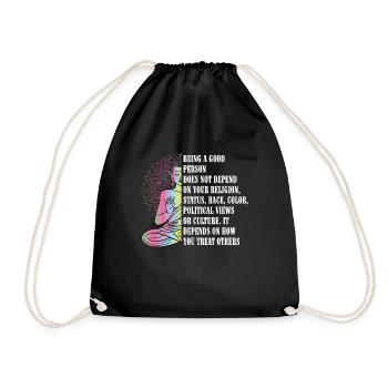 Buddha Buddhism A Good Person Religion - Drawstring Bag - black - Front