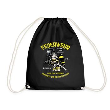 Feuerwehr Nur die Mutigen Feuerwehrmann Einsatz - Turnbeutel - Schwarz - Vorne