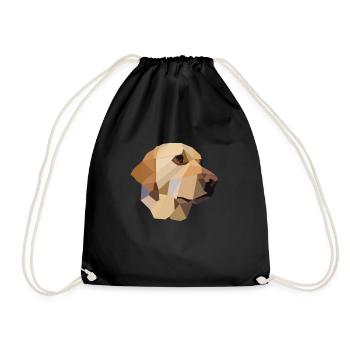 Yellow Labrador dog canine gift polygon design - Drawstring Bag - black - Front