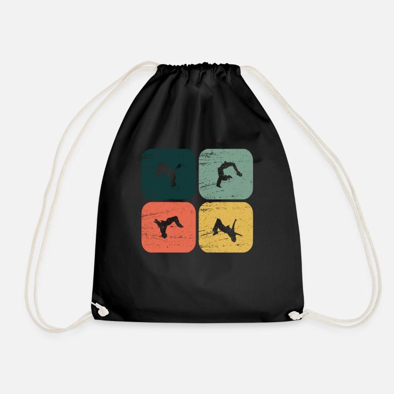 Retro Backflip Parkour Freerun Sport Geschenk - Turnbeutel - Schwarz