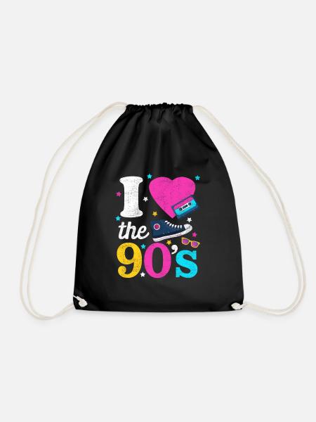 I love the 90s I dance shirt theme party costume - Drawstring Bag - black