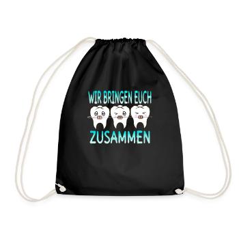 Zahnspange Kieferorthopäde Kieferchirurg Zähne - Turnbeutel - Schwarz - Vorne