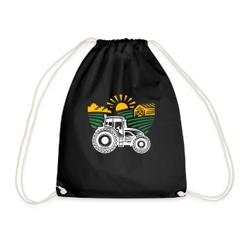 Traktor Landwirtschaft Bauer Geschenk · Traktor - Turnbeutel - Schwarz - Vorne