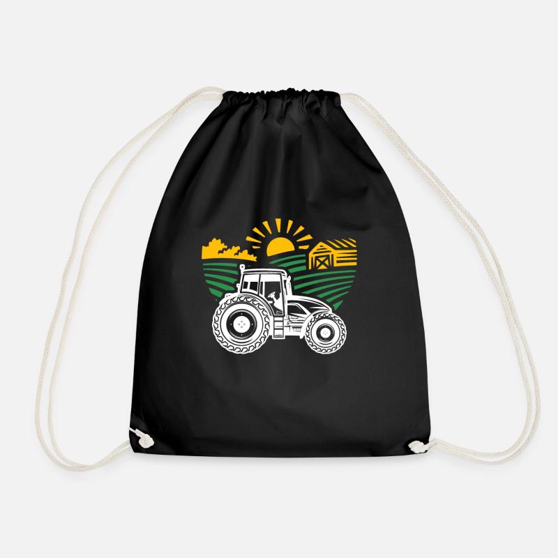Tractor agriculture farmer gift · tractor - Drawstring Bag - black
