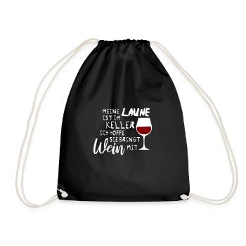 Wein Laune Lustiger Spruch - Turnbeutel - Schwarz - Vorne