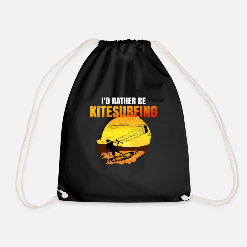 Ich wäre jetzt lieber windsurfen oder kitesurfen - Turnbeutel - Schwarz