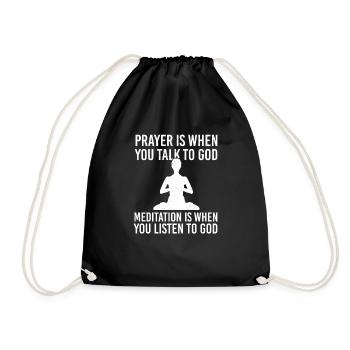 Meditation meditating yoga breathing breathing meditation - Drawstring Bag - black - Front
