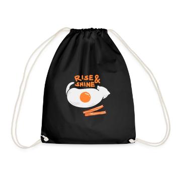 Rise and Shine Cat Cat funny egg style - Drawstring Bag - black - Front