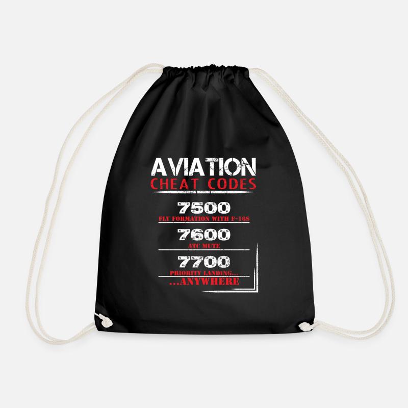 Aviation cheat codes - Funny Tshirt for pilots - Turnbeutel - Schwarz