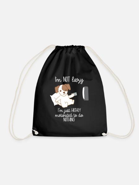 Jack Russel - Jack Russel Terrier - Lazy - TV - Drawstring Bag - black
